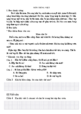 Bài tập ôn tập Tiếng Việt 1 - Tuần 30