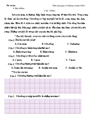 Bài tập ôn tập Tiếng Việt 1 - Tuần 31 - Năm học 2022-2023