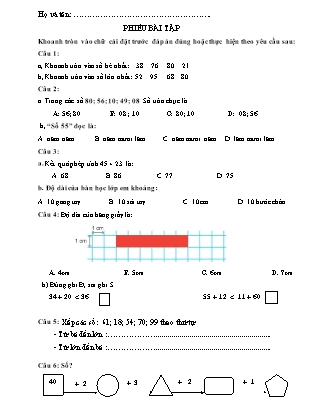 Bài tập ôn tập Toán học Lớp 1 - Tuần 27