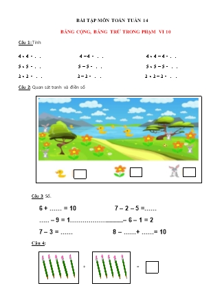 Bài tập ôn tập Toán + Tiếng Việt 1 - Tuần 14