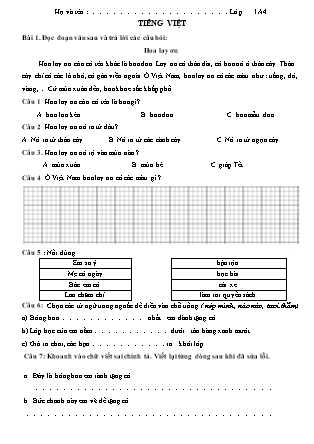 Bài tập ôn tập Toán + Tiếng Việt 1 - Tuần 24