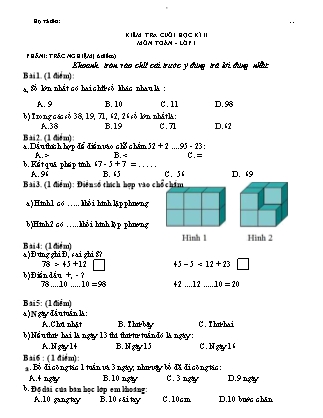 Đề kiểm tra cuối học kì II môn Toán học 1