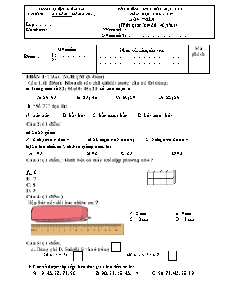 Đề kiểm tra cuối học kì II môn Toán Lớp 1 - Năm học 2024-2025 - Trường Tiểu học Trần Thành Ngọ (Có đáp án + Ma trận)