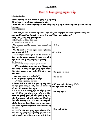 Giáo án Đạo đức 1 (Kết nối tri thức) - Bài 15: Gọn gàng, ngăn nắp