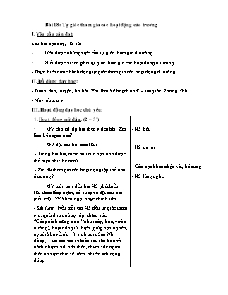 Giáo án Đạo đức 1 (Kết nối tri thức) - Bài 18: Tự giác tham gia các hoạt động của trường