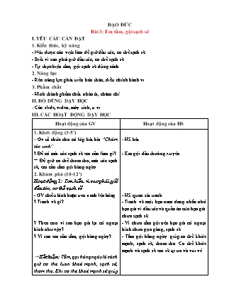 Giáo án Đạo đức 1 (Kết nối tri thức) - Bài 3: Em tắm, gội sạch sẽ