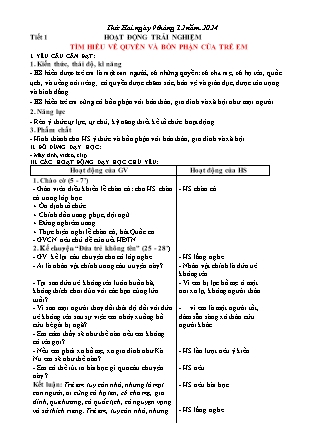 Giáo án Hoạt động trải nghiệm 1 (Kết nối tri thức) - Tuần 13 - Năm học 2024-2025