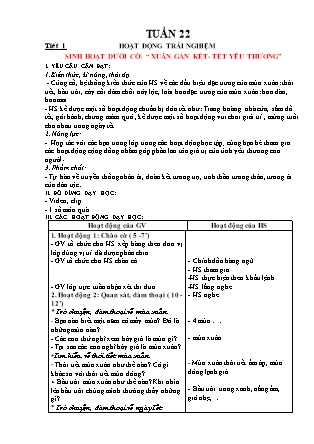 Giáo án Hoạt động trải nghiệm 1 (Kết nối tri thức) - Tuần 22