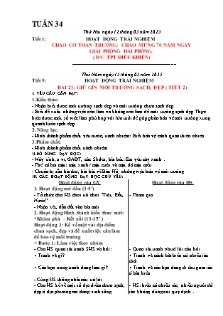 Giáo án Hoạt động trải nghiệm 1 (Kết nối tri thức) - Tuần 34 - Năm học 2024-2025