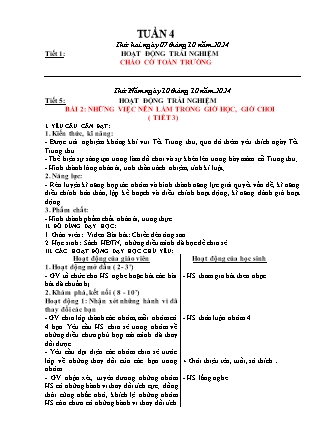 Giáo án Hoạt động trải nghiệm 1 (Kết nối tri thức) - Tuần 4 - Năm học 2024-2025