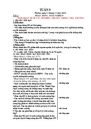Giáo án Hoạt động trải nghiệm 1 (Kết nối tri thức) - Tuần 9 - Năm học 2024-2025