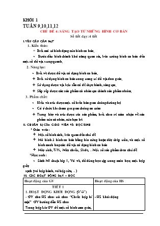 Giáo án Mĩ thuật 1 (Kết nối tri thức) - Tuần 9-12, Chủ đề 4: Sáng tạo từ những hình cơ bản