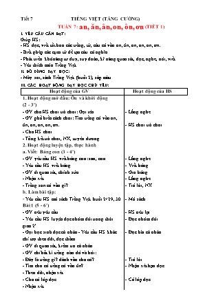 Giáo án Tăng cường môn Tiếng Việt 1 (Kết nối tri thức) - Tuần 12