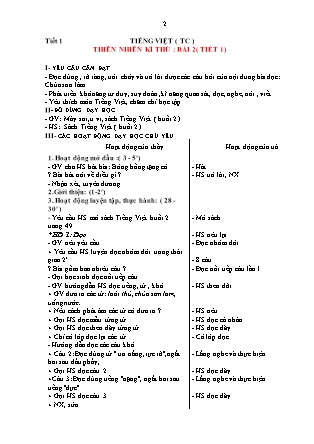 Giáo án Tăng cường Tiếng Việt 1 (Kết nối tri thức) - Bài 2: Thiên nhiên kì thú (Tiết 1+2)