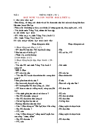 Giáo án Tăng cường Tiếng Việt 1 (Kết nối tri thức) - Chủ đề: Đất nước và con người (Tiết 1+2)