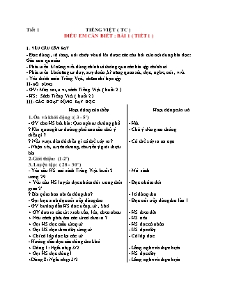 Giáo án Tăng cường Tiếng Việt 1 (Kết nối tri thức) - Chủ đề: Điều em cần biết (Tiết 1+2)