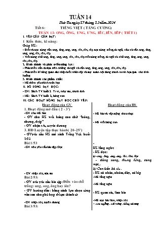 Giáo án Tăng cường Tiếng Việt 1 (Kết nối tri thức) - Tuần 14 - Năm học 2024-2025