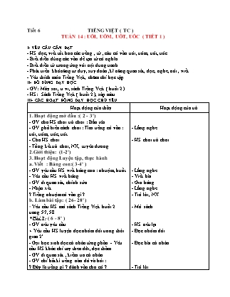 Giáo án Tăng cường Tiếng Việt 1 (Kết nối tri thức) - Tuần 14