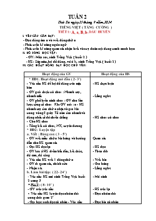 Giáo án Tăng cường Tiếng Việt 1 (Kết nối tri thức) - Tuần 2 - Năm học 2024-2025