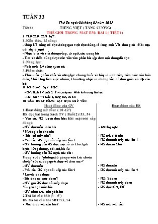Giáo án Tăng cường Tiếng Việt 1 (Kết nối tri thức) - Tuần 33 - Năm học 2024-2025