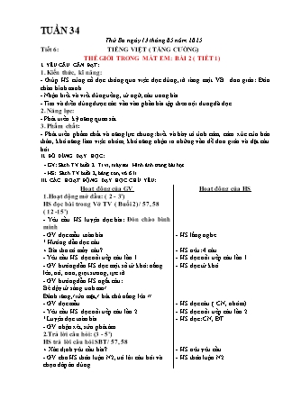 Giáo án Tăng cường Tiếng Việt 1 (Kết nối tri thức) - Tuần 34 - Năm học 2024-2025