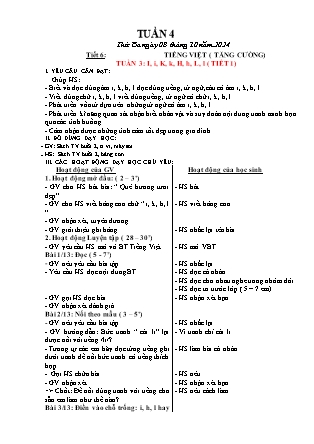 Giáo án Tăng cường Tiếng Việt 1 (Kết nối tri thức) - Tuần 4 - Năm học 2024-2025