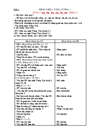 Giáo án Tăng cường Tiếng Việt 1 (Kết nối tri thức) - Tuần 7
