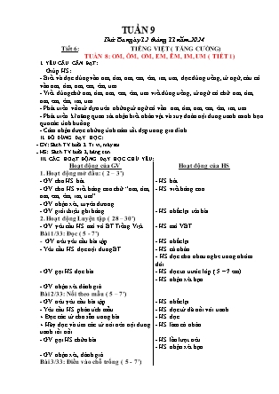 Giáo án Tăng cường Tiếng Việt 1 (Kết nối tri thức) - Tuần 9 - Năm học 2024-2025