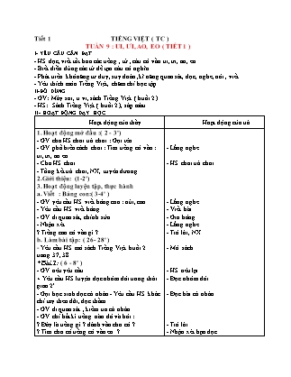 Giáo án Tăng cường Tiếng Việt 1 (Kết nối tri thức) - Tuần 9