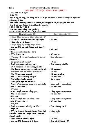Giáo án Tăng cường Tiếng Việt Lớp 1 (Kết nối tri thức) - Bài 5: Bài học từ cuộc sống (Tiết 1+2)