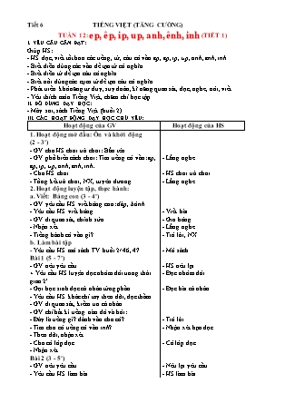 Giáo án Tăng cường Tiếng Việt Lớp 1 (Kết nối tri thức) - Tuần 12