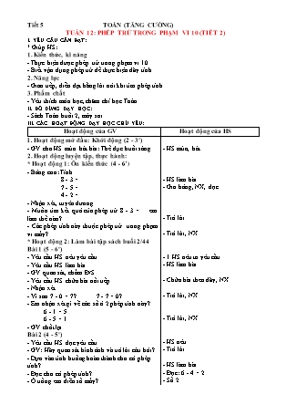 Giáo án Tăng cường Toán 1 (Kết nối tri thức) - Tuần 12+13