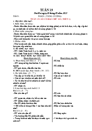Giáo án Tăng cường Toán 1 (Kết nối tri thức) - Tuần 19, Bài: Số có 2 chữ số (Tiết 1+2) - Năm học 2024-2025