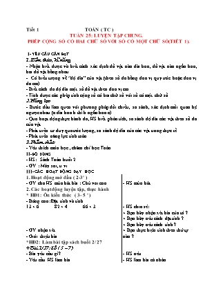 Giáo án Tăng cường Toán 1 (Kết nối tri thức) - Tuần 25, Bài 28+29: Luyện tập chung. Phép cộng số có 2 chữ số với số có 1 chữ số (Tiết 1+2)