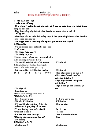 Giáo án Tăng cường Toán 1 (Kết nối tri thức) - Tuần 29+20