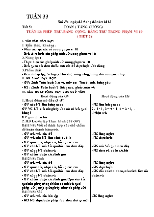 Giáo án Tăng cường Toán 1 (Kết nối tri thức) - Tuần 33 - Năm học 2024-2025