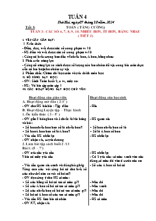 Giáo án Tăng cường Toán 1 (Kết nối tri thức) - Tuần 4 - Năm học 2024-2025