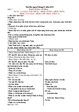 Giáo án Tăng cường Toán 1 (Kết nối tri thức) - Tuần 7+8 - Năm học 2024-2025