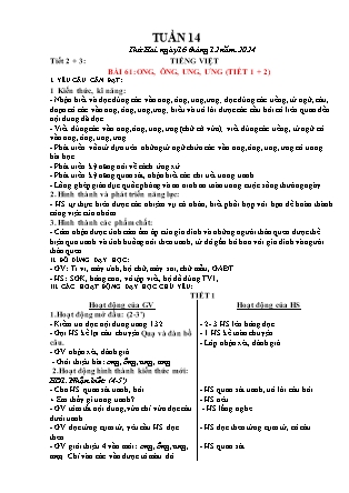 Giáo án Tiếng Việt 1 (Kết nối tri thức) - Tuần 14 - Năm học 2024-2025