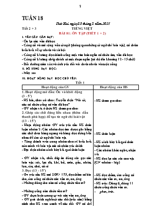 Giáo án Tiếng Việt 1 (Kết nối tri thức) - Tuần 18 - Năm học 2024-2025
