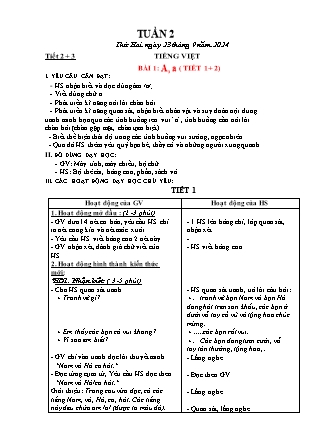 Giáo án Tiếng Việt 1 (Kết nối tri thức) - Tuần 2 - Năm học 2024-2025