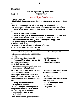 Giáo án Tiếng Việt 1 (Kết nối tri thức) - Tuần 3 - Năm học 2024-2025