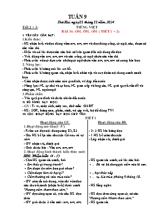 Giáo án Tiếng Việt 1 (Kết nối tri thức) - Tuần 9 - Năm học 2024-2025