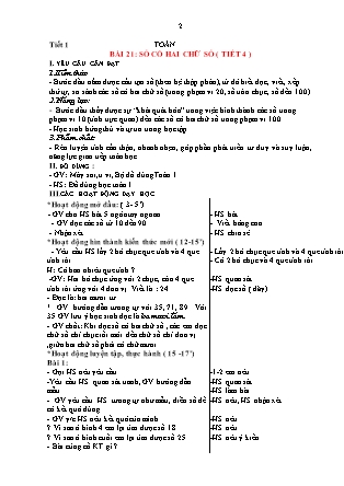 Giáo án Toán 1 (Kết nối tri thức) - Bài 21: Số có 2 chữ số (Tiết 4-6)
