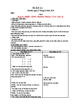 Giáo án Toán 1 (Kết nối tri thức) - Tuần 11 - Năm học 2024-2025