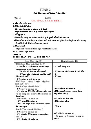 Giáo án Toán 1 (Kết nối tri thức) - Tuần 2 - Năm học 2024-2025