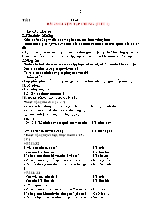 Giáo án Toán 1 (Kết nối tri thức) - Tuần 25