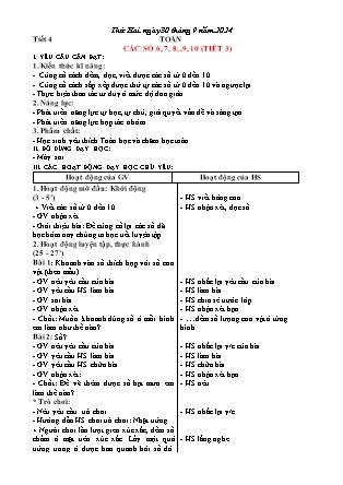 Giáo án Toán 1 (Kết nối tri thức) - Tuần 3 - Năm học 2024-2025