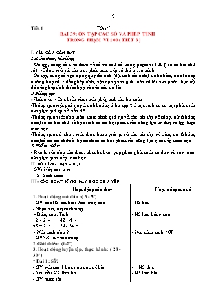 Giáo án Toán 1 (Kết nối tri thức) - Tuần 35