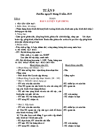 Giáo án Toán 1 (Kết nối tri thức) - Tuần 9 - Năm học 2024-2025